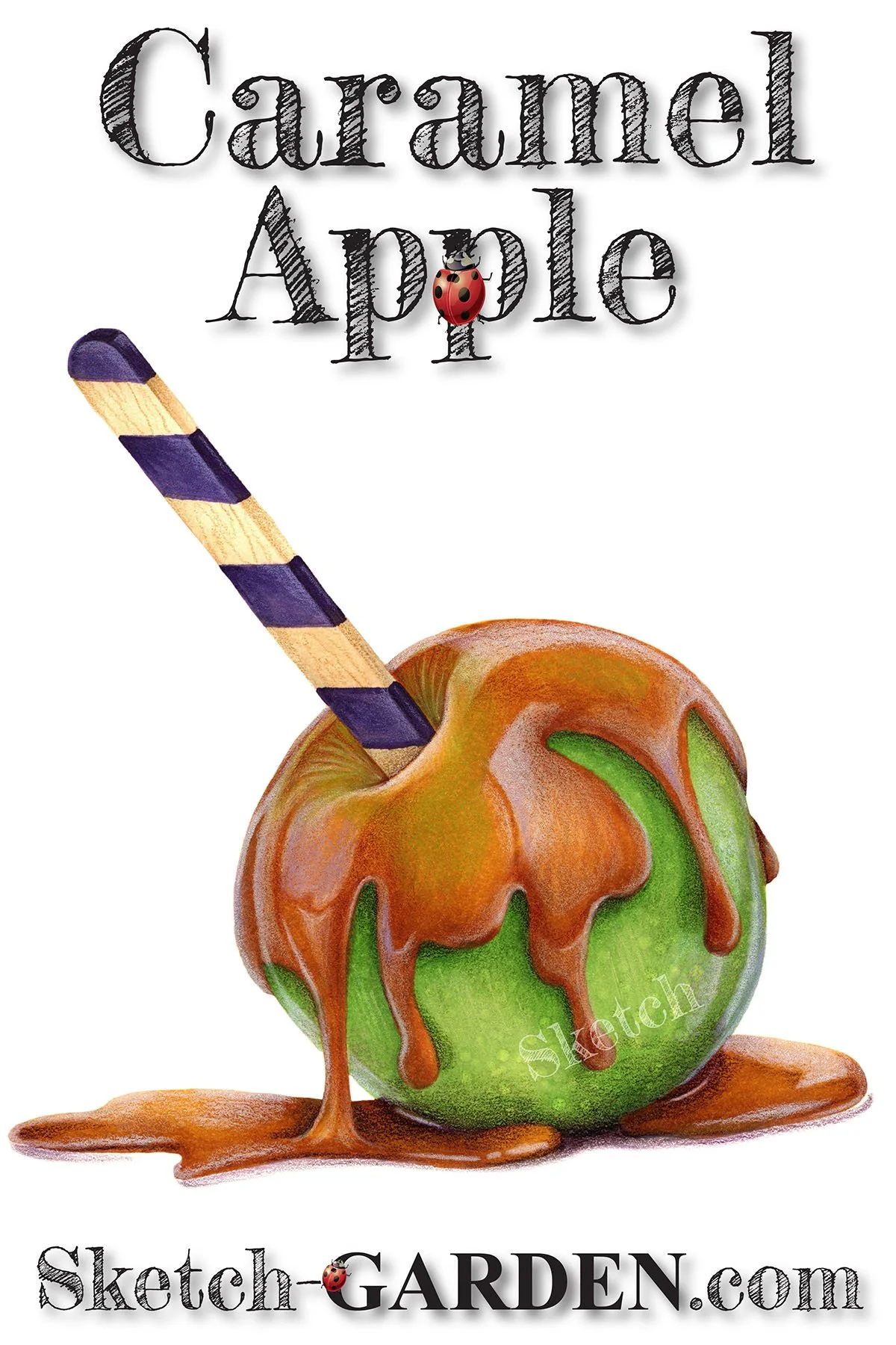 Realistic Shine and Reflections: Draw & Color - Caramel Apple